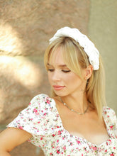 Ivory bridal satin braided headband Cream padded headband Wedding satin hairband  silk headband