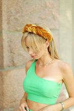 Brown mustard braided headband Velvet crown Women plaited headband Braided hairband Padded hairband Fashion hairband Women hairband