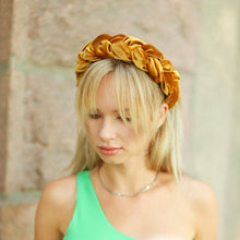 Brown mustard braided headband Velvet crown Women plaited headband Braided hairband Padded hairband Fashion hairband Women hairband