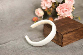 White satin padded headband Bridal satin hair band Bridesmaid headband White alice band