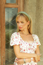 Pistachio leather padded headband Faux leather padded headband Light green domed hair band Women alice band