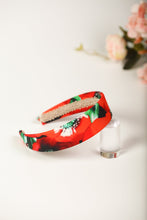 Red satin floral headband Red poppies headband Narrow satin hair band Flower headband women Satin lined headband