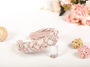 Nude pink braided headband Satin padded headband Ladies hairband Bridesmaid headband summer headband wedding headband