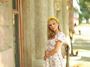 Yellow leather headband Padded headband Christmas headband adult