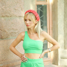 Coral braided headband Orange velvet braided hairband Plaited headband Fashion headband Women alice band