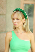 Green braided headband Green velvet headband Thin plaited hairband Women fashion headband summer headband
