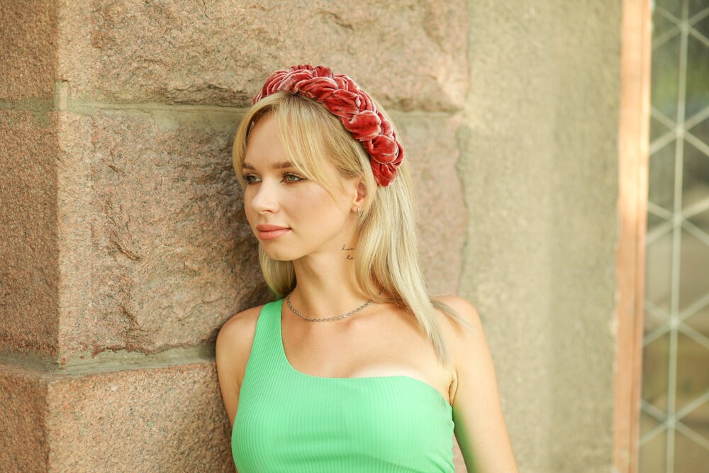 Braided headband Silk headband Padded headband Velvet headband Blush headband