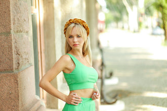 Brown mustard braided headband Velvet crown Women plaited headband Braided hairband Padded hairband Fashion hairband Women hairband