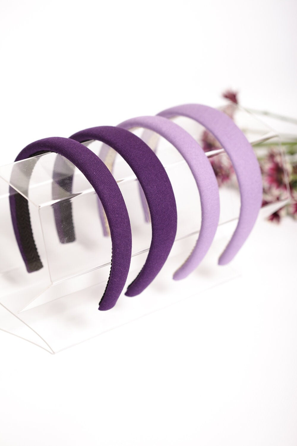 Linen headband, Lilac/Purple linen padded headband,Purple wide headband