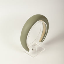 Pistachio leather padded headband Faux leather padded headband Light green domed hair band Women alice band