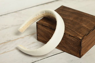 White linen padded headband Women white headband Linen classic headband 3cm/2.5cm/2cm wide