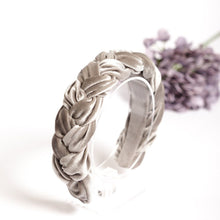 Light gray braided headband Velvet headband Plaited headband Ladies headband Padded headband