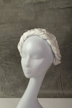 Ivory bridal satin braided headband Cream padded headband Wedding satin hairband  silk headband