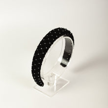 Black rhitestone jewelled headband Padded hairband with crystal Women headband Diamante hair band