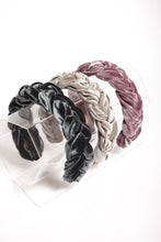 Light gray braided headband Velvet headband Plaited headband Ladies headband Padded headband