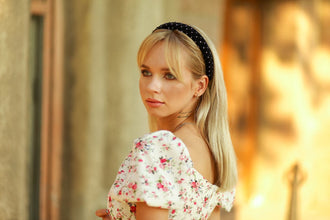 Black rhitestone jewelled headband Padded hairband with crystal Women headband Diamante hair band