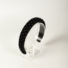 Black rhitestone jewelled headband Padded hairband with crystal Women headband Diamante hair band