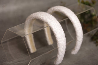 White tweed padded headband Winter white headband Padded hair band Women alice band 2/2.5/3 cm wide