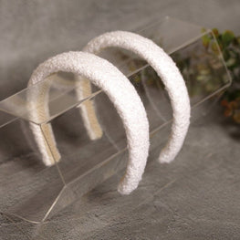 White tweed padded headband Winter white headband Padded hair band Women alice band 2/2.5/3 cm wide