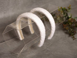 White tweed padded headband Winter white headband Padded hair band Women alice band 2/2.5/3 cm wide