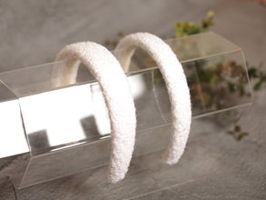White tweed padded headband Winter white headband Padded hair band Women alice band 2/2.5/3 cm wide