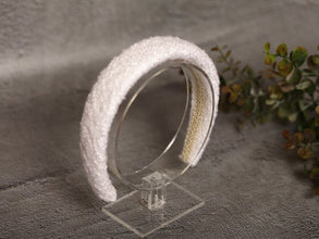 White tweed padded headband Winter white headband Padded hair band Women alice band 2/2.5/3 cm wide