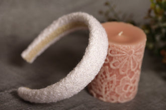 White tweed padded headband Winter white headband Padded hair band Women alice band 2/2.5/3 cm wide