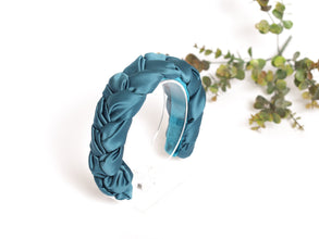 Silk hairband Turquoise braided headband Satin headband Silk headband Petrol headband Women braided headband handmade headband toddler