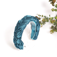 Silk hairband Turquoise braided headband Satin headband Silk headband Petrol headband Women braided headband handmade headband toddler