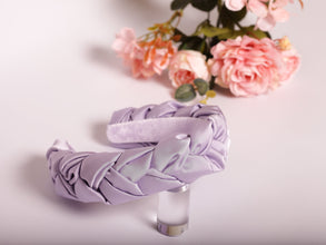 Lilac satin braided headband Satin padded headband Ladies hairband Bridesmaid headband Plaited headbands for women