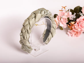 Satin headband Silk headband Braided headband Olive headband Handmade headband Summer  headband