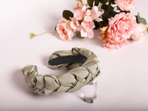 Satin headband Silk headband Braided headband Olive headband Handmade headband Summer  headband