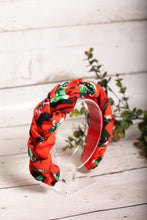 Red braided headband Plaited headband Poppy print headband Women hairband  Womens hair accessory gift Colorful headband