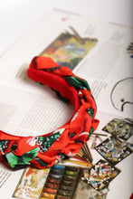 Red braided headband Plaited headband Poppy print headband Women hairband  Womens hair accessory gift Colorful headband