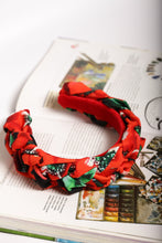 Red braided headband Plaited headband Poppy print headband Women hairband  Womens hair accessory gift Colorful headband