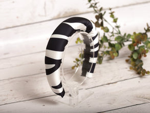 Animal print headband Black and white headband Padded headband Satin headband Silk headband