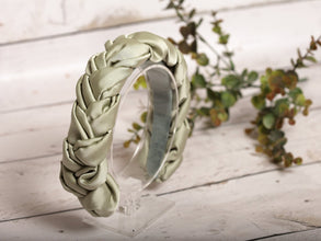 Satin headband Silk headband Braided headband Olive headband Handmade headband Summer  headband