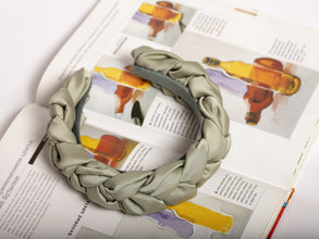 Satin headband Silk headband Braided headband Olive headband Handmade headband Summer  headband
