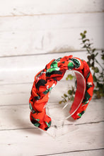 Red braided headband Plaited headband Poppy print headband Women hairband  Womens hair accessory gift Colorful headband