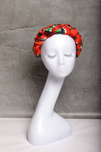 Red braided headband Plaited headband Poppy print headband Women hairband  Womens hair accessory gift Colorful headband