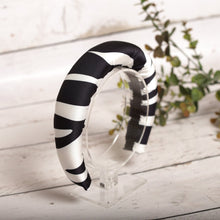 Animal print headband Black and white headband Padded headband Satin headband Silk headband