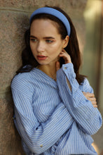 Blue linen headband Padded  blue linen hairband Summer headband Classic headband 3cm/2.5cm/2cm wide