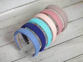 Blue linen headband Padded  blue linen hairband Summer headband Classic headband 3cm/2.5cm/2cm wide