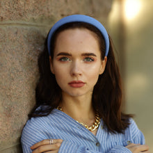 Light blue linen headband Padded blue linen hairband Summer headband Classic headband 3cm/2.5cm/2cm wide