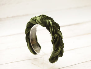 Green headpiece Braided headband Green velvet headband Hairband women spring headbands for women