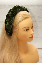 Green headpiece Braided headband Green velvet headband Hairband women spring headbands for women