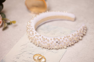 Pearl tiara Embellished headband Beaded headband Bridal pearl headband Wedding pearl headband Bridal beaded hair band Bridal headbands
