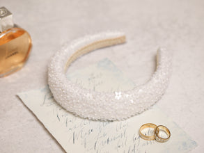 Sequin headband Bride headband  Floral headband wedding Embroidered headband Bridal hairband Beaded headband Bride to be headband