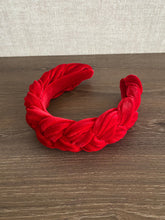 Red braided headband Velvet headband summer headbands for women Padded headband Holiday headband Fabric headbands for women