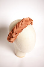 Terracotta satin braided headband Plaited tan headband Braided gold brown aliceband Duchess plaited headband Chunky hairband silk headband